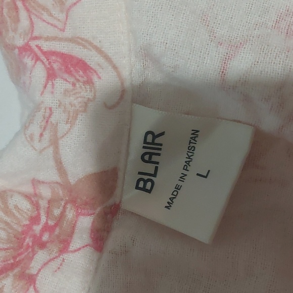 Blair Pink Floral Womens Size Large Pajama Set.Elastic Waist .100 % Cotton - Picture 3 of 12